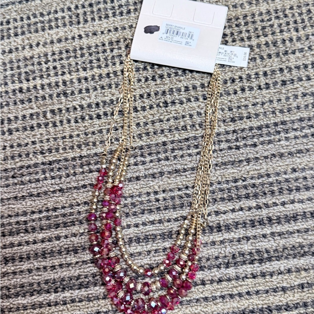 Vintage Kim Roger’s Layered Berry Sparkle Beaded Gold-Tone Necklace - Picture 5 of 9